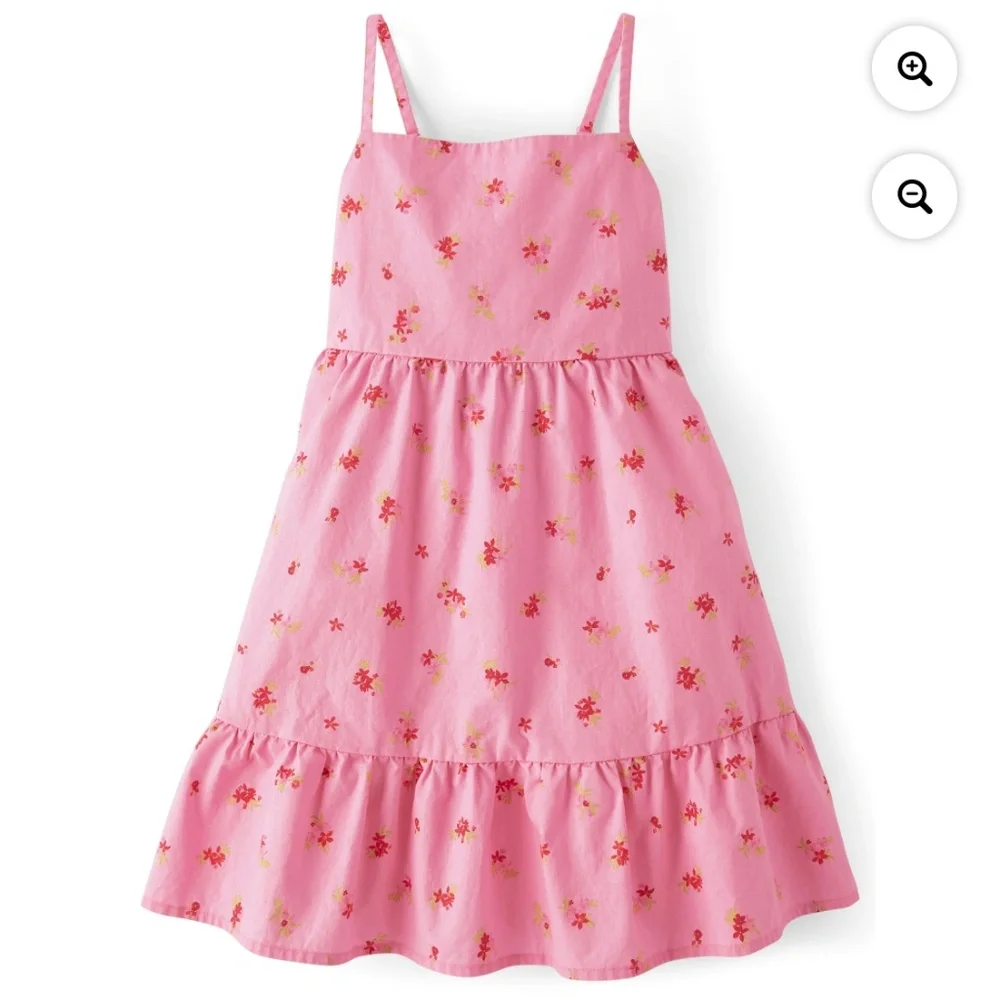 The Children’s Place Girls Pink Strappy Bow Back Tiered Dress Size Large (10-12)